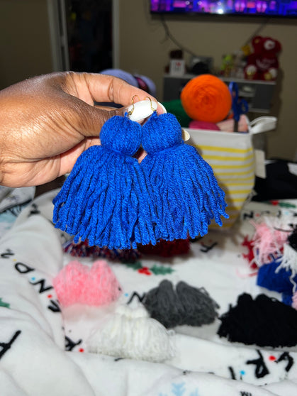 Blue Yarn Earrings