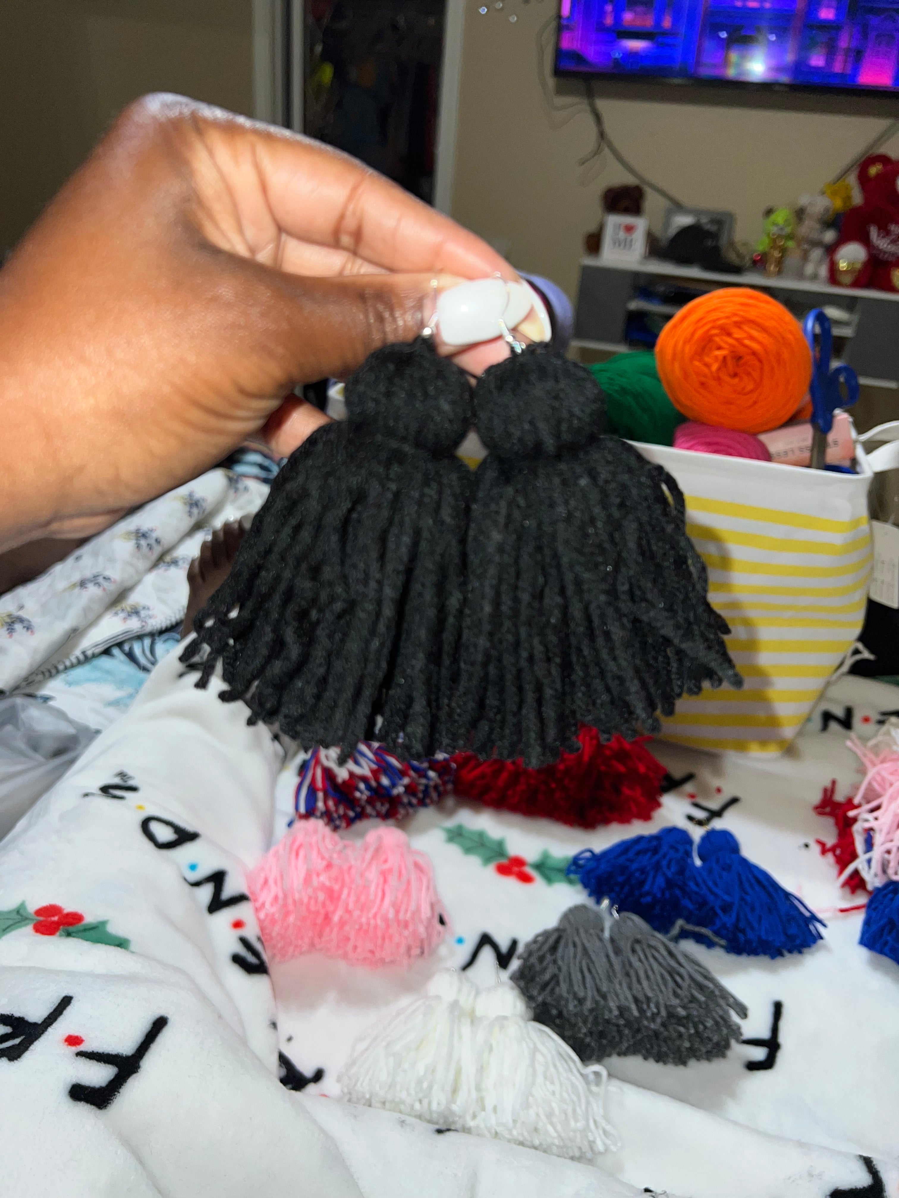 Black Yarn Earrings
