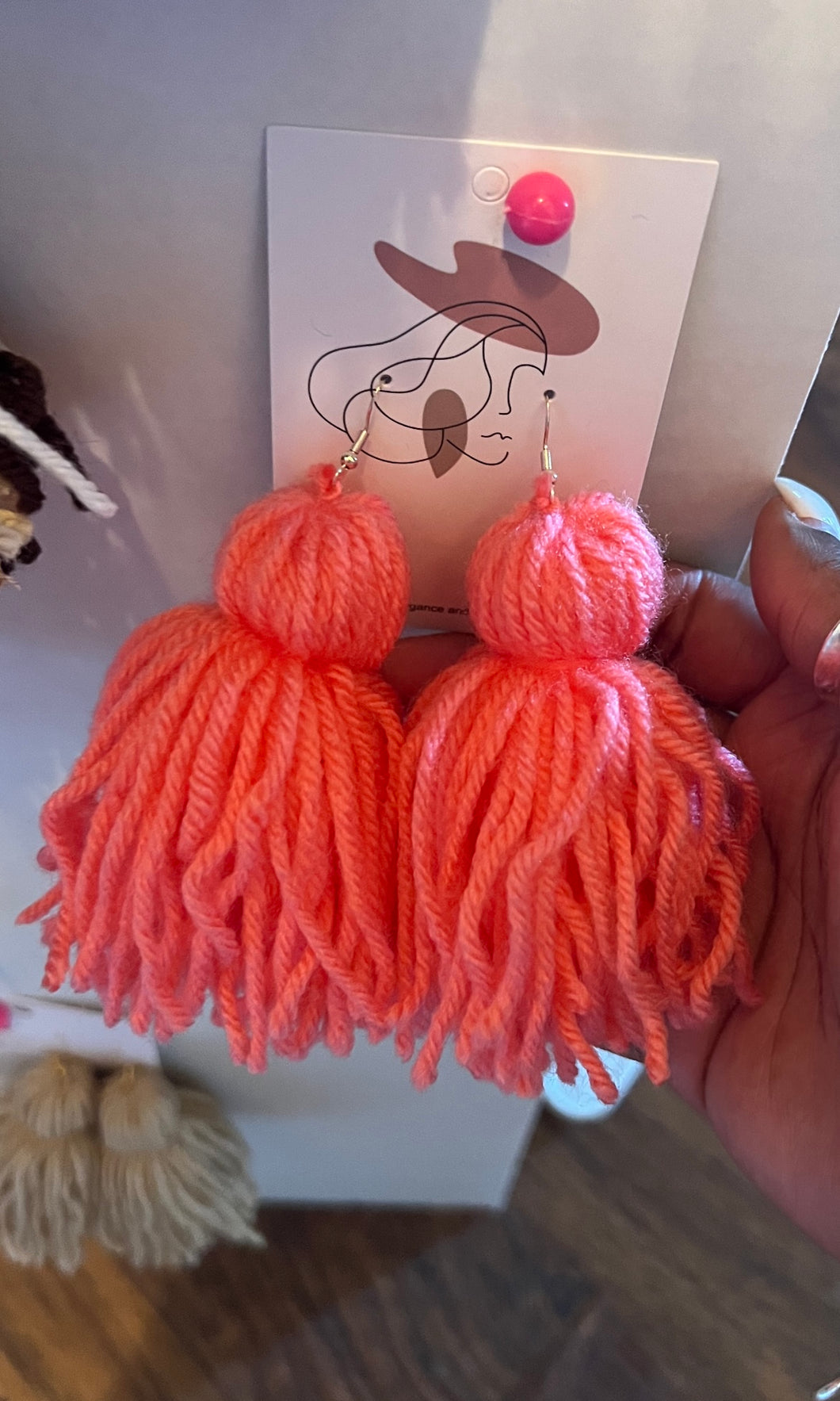 Coral Yarn Earrings